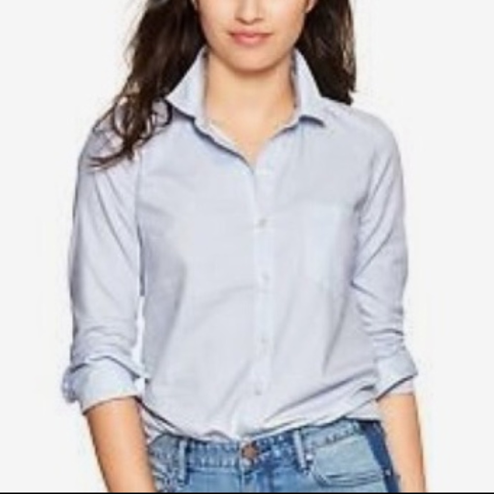 GAP Fitted Boyfriend Blue Stripe Shirt